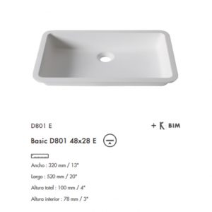 Lavabo Basic D801 48x28 Krion