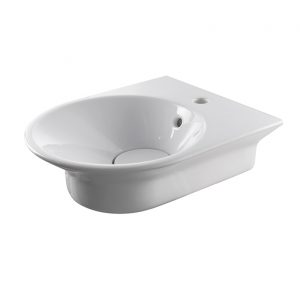 Lavabo 40 cm suspendido con rebosadero y tapón cerámico tipo clicker Tono Noken