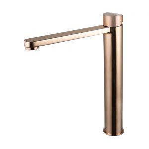 Monomando lavabo caño alto maneta estriada Tono cobre Noken
