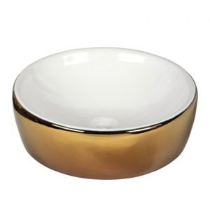 Lavabo White and Gold 43.5×43.5×13.5 Dune