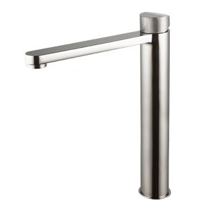 Monomando lavabo caño alto maneta estriada Tono titanio Noken